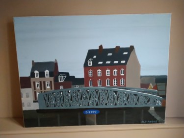 Peinture intitulée "Pont colbert" par Jean Claude Vangeon Angot, Œuvre d'art originale, Encre