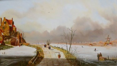 Painting titled "Winterstimmung" by Hans-Peter Emons, Original Artwork, Oil