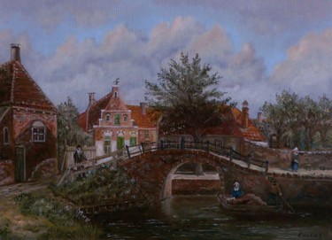 Ζωγραφική με τίτλο "Holländische Gracht…" από Hans-Peter Emons, Αυθεντικά έργα τέχνης, Λάδι