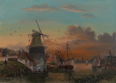 Malerei mit dem Titel "Romantische Abendst…" von Hans-Peter Emons, Original-Kunstwerk, Öl