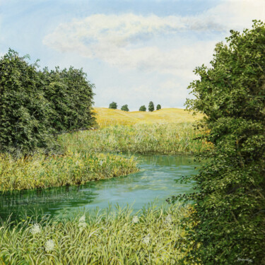 Schilderij getiteld "English Garden / En…" door Artdemo, Origineel Kunstwerk, Olie