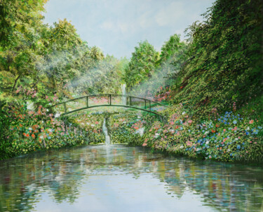 Malerei mit dem Titel "in the garden / Im…" von Artdemo, Original-Kunstwerk, Öl