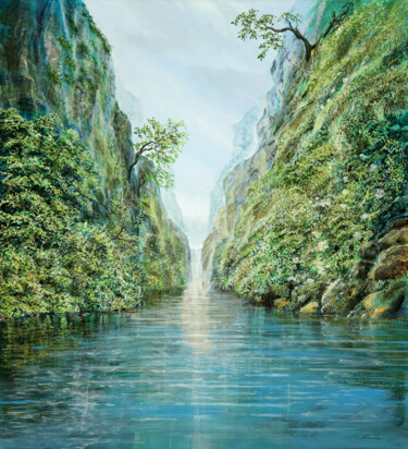 Painting titled "light valley / Lich…" by Artdemo, Original Artwork, Oil