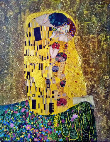 Pittura intitolato "Gustav Klimt Kiss" da Andy Rudgeri, Opera d'arte originale, Acrilico