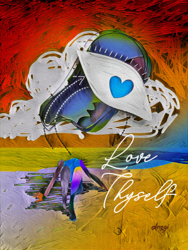 Digitale Kunst mit dem Titel "love-thyself-3-desi…" von Devendra Negi, Original-Kunstwerk, Digitale Malerei