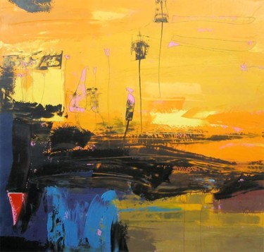 Painting titled "Blues of yellow" by Djoma Djumabaeva, Original Artwork