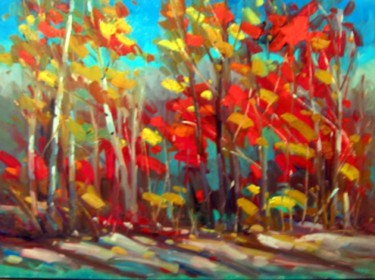 Painting titled "RED OCTOBER" by Mel Delija, Original Artwork, Oil