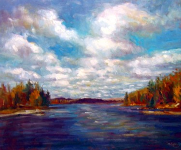 Painting titled "CANOE LAKE" by Mel Delija, Original Artwork, Oil