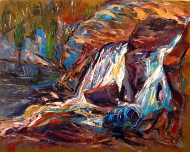 Painting titled "BRACEBRIDGE FALLS" by Mel Delija, Original Artwork, Oil