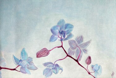 Рисунок под названием "Orchidée Bleue" - Noémie Richard, Подлинное произведение искусства, Карандаш