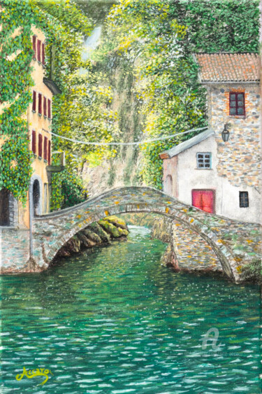 Painting titled "Ponte della Civera" by Accarò, Original Artwork, Oil