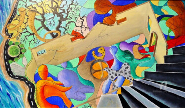 Pittura intitolato "Microcosmo Umano" da Accarò, Opera d'arte originale, Olio