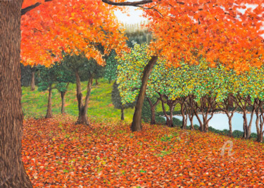 Painting titled "Autunno" by Accarò, Original Artwork, Oil