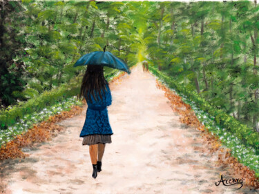 Painting titled "Passeggio nel parco" by Accarò, Original Artwork, Oil