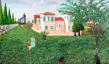 Painting titled "Casa di campagna" by Accarò, Original Artwork, Oil