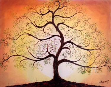 Painting titled "Albero della Vita" by Accarò, Original Artwork, Oil