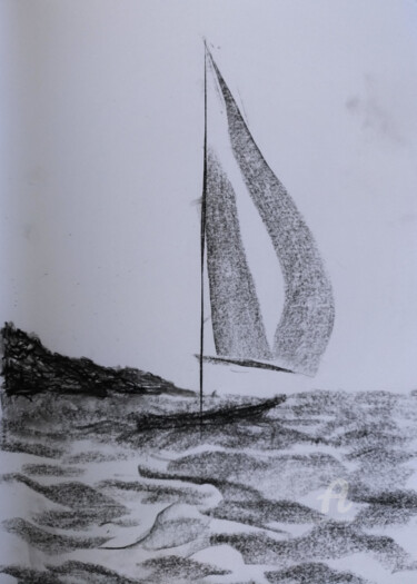 Drawing titled "Via col vento" by Accarò, Original Artwork, Charcoal