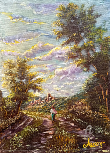 Pintura titulada "Le luci dell'alba" por Accarò, Obra de arte original, Oleo Montado en Bastidor de camilla de madera