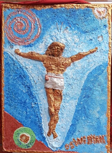 绘画 标题为“Cristo (Surrealista…” 由Arte William Arjona Niebla, 原创艺术品, 纸 安装在木质担架架上
