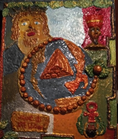 Γλυπτική με τίτλο "Tutankamón Antiguo…" από Arte William Arjona Niebla, Αυθεντικά έργα τέχνης, Ξύλο