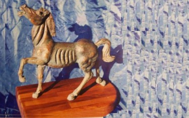 Scultura intitolato "CAVALLO OMAGGIO A F…" da Angelo Pisciotta, Opera d'arte originale, Metalli