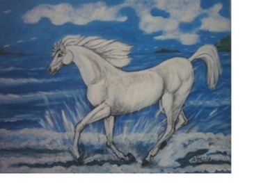 Painting titled "Stallone Bianco" by Angelo Pisciotta, Original Artwork