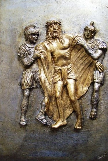 Scultura intitolato "10° Stazione della…" da Angelo Pisciotta, Opera d'arte originale, Terracotta