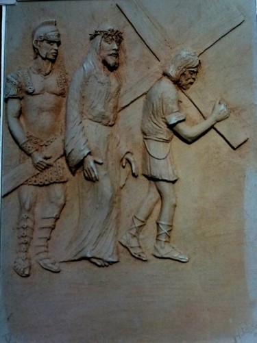 Sculpture titled "5-via-crucis-tav-v…" by Angelo Pisciotta, Original Artwork, Ceramics