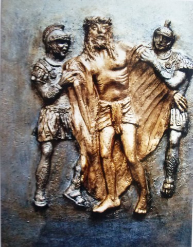 Sculpture titled "10-via-crucis-tav-x…" by Angelo Pisciotta, Original Artwork, Ceramics