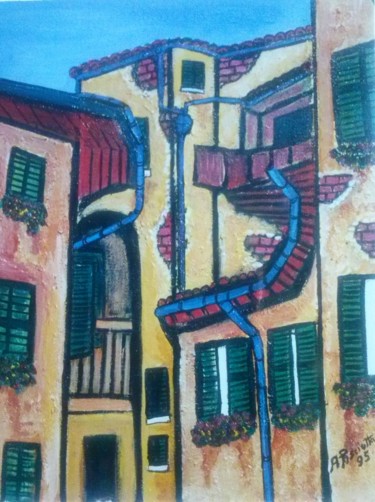 Painting titled "lovere-borgo-antico…" by Angelo Pisciotta, Original Artwork, Acrylic