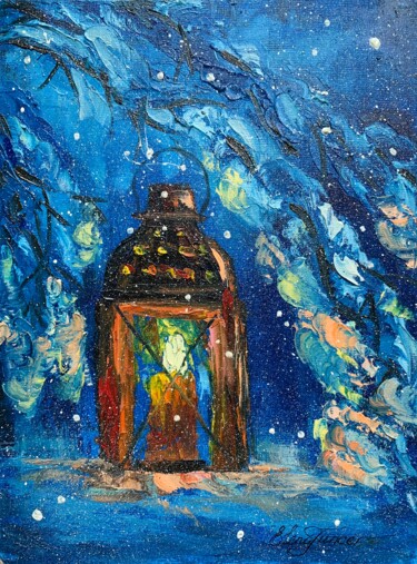 Painting titled "''Magic Night Light…" by Elena Tuncer, Original Artwork, Oil