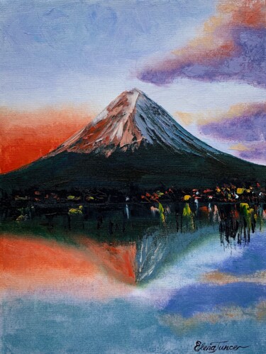 Painting titled "''Mount Fuji in the…" by Elena Tuncer, Original Artwork, Oil