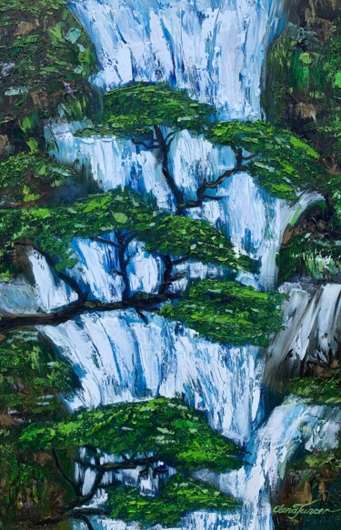 Malerei mit dem Titel "''Waterfall Dream''…" von Elena Tuncer, Original-Kunstwerk, Öl