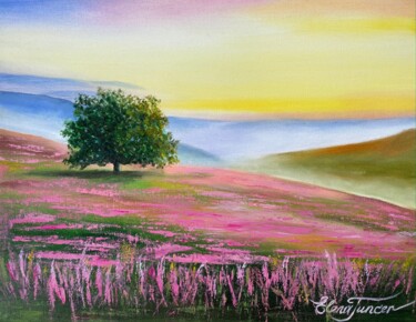 Painting titled "''Pink Radiance'' L…" by Elena Tuncer, Original Artwork, Oil