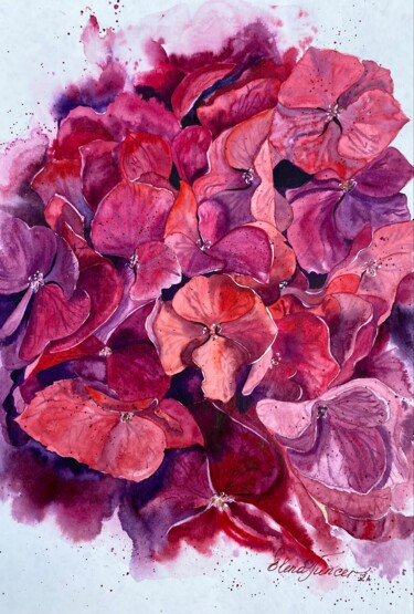 Peinture intitulée "''Maybe Spring'' Re…" par Elena Tuncer, Œuvre d'art originale, Aquarelle
