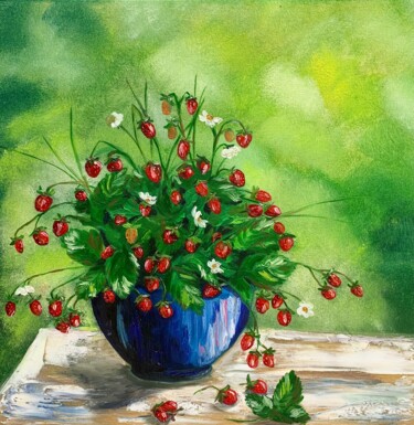 Painting titled "''Wild Berries Spri…" by Elena Tuncer, Original Artwork, Oil
