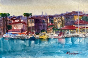 Painting titled "''Cesme Colors'' Tu…" by Elena Tuncer, Original Artwork, Watercolor