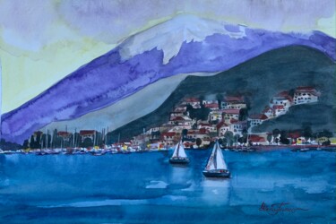 Painting titled "''Fethiye Dream'' S…" by Elena Tuncer, Original Artwork, Watercolor