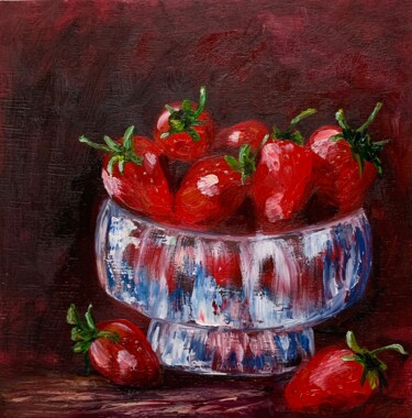Malarstwo zatytułowany „''Red Strawberries'…” autorstwa Elena Tuncer, Oryginalna praca, Olej