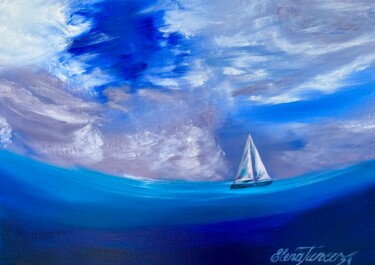 Peinture intitulée ""Ocean Whisper" Sai…" par Elena Tuncer, Œuvre d'art originale, Huile