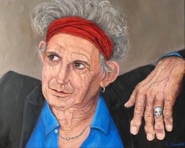 Painting titled "Keith Richards" by Christian Carrette, Original Artwork, Oil