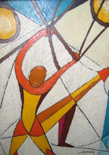 Pittura intitolato "acrobata" da Damiano Corona, Opera d'arte originale, Olio