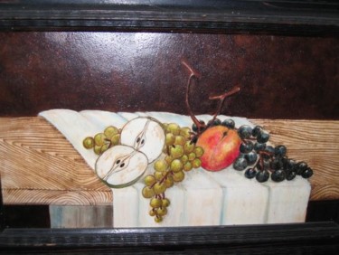 Pittura intitolato "natura morta uva me…" da Damiano Corona, Opera d'arte originale, Altro