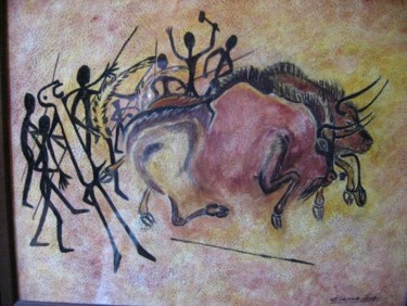 Pittura intitolato "caccia ai bisonti" da Damiano Corona, Opera d'arte originale, Altro