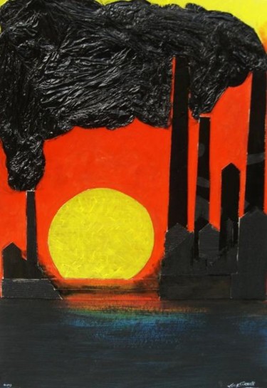 Pittura intitolato "nube tossica" da Damiano Corona, Opera d'arte originale, Altro