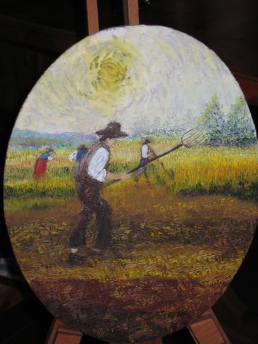 Pittura intitolato "lavoro sui campi n5" da Damiano Corona, Opera d'arte originale, Olio
