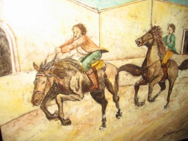 Pittura intitolato "cavalcata sarda" da Damiano Corona, Opera d'arte originale, Altro
