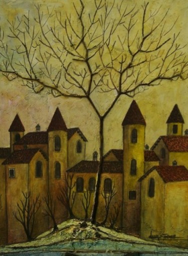 Pittura intitolato "borgo antico" da Damiano Corona, Opera d'arte originale