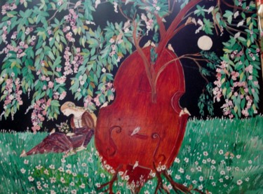 Painting titled "El arbol violin" by Maika, Original Artwork, Acrylic