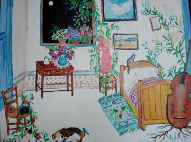 Painting titled "Visitando a V Van G…" by Maika, Original Artwork, Acrylic